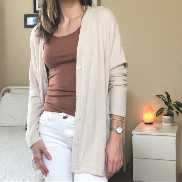 AEO Beige Plush Cardigan - Picture 1 of 5